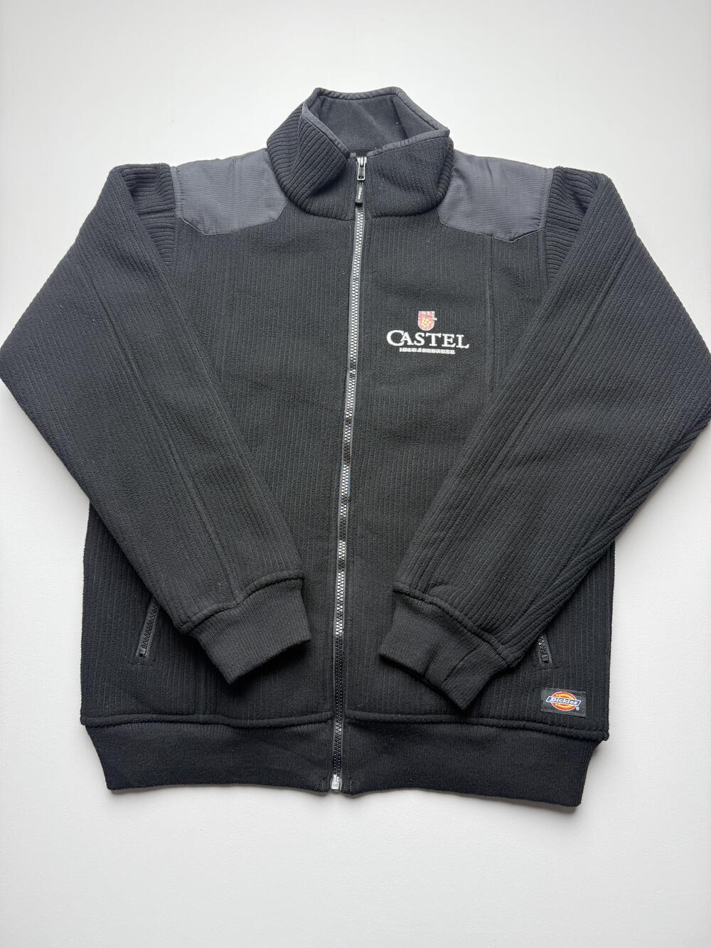 Dickies Jacket Mens Small Black Bomber Fleece Full Zip Castel Logo Workwear